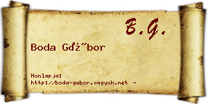 Boda Gábor névjegykártya