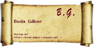 Boda Gábor névjegykártya